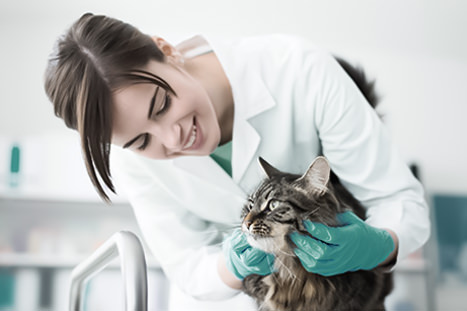 veterinária com gato